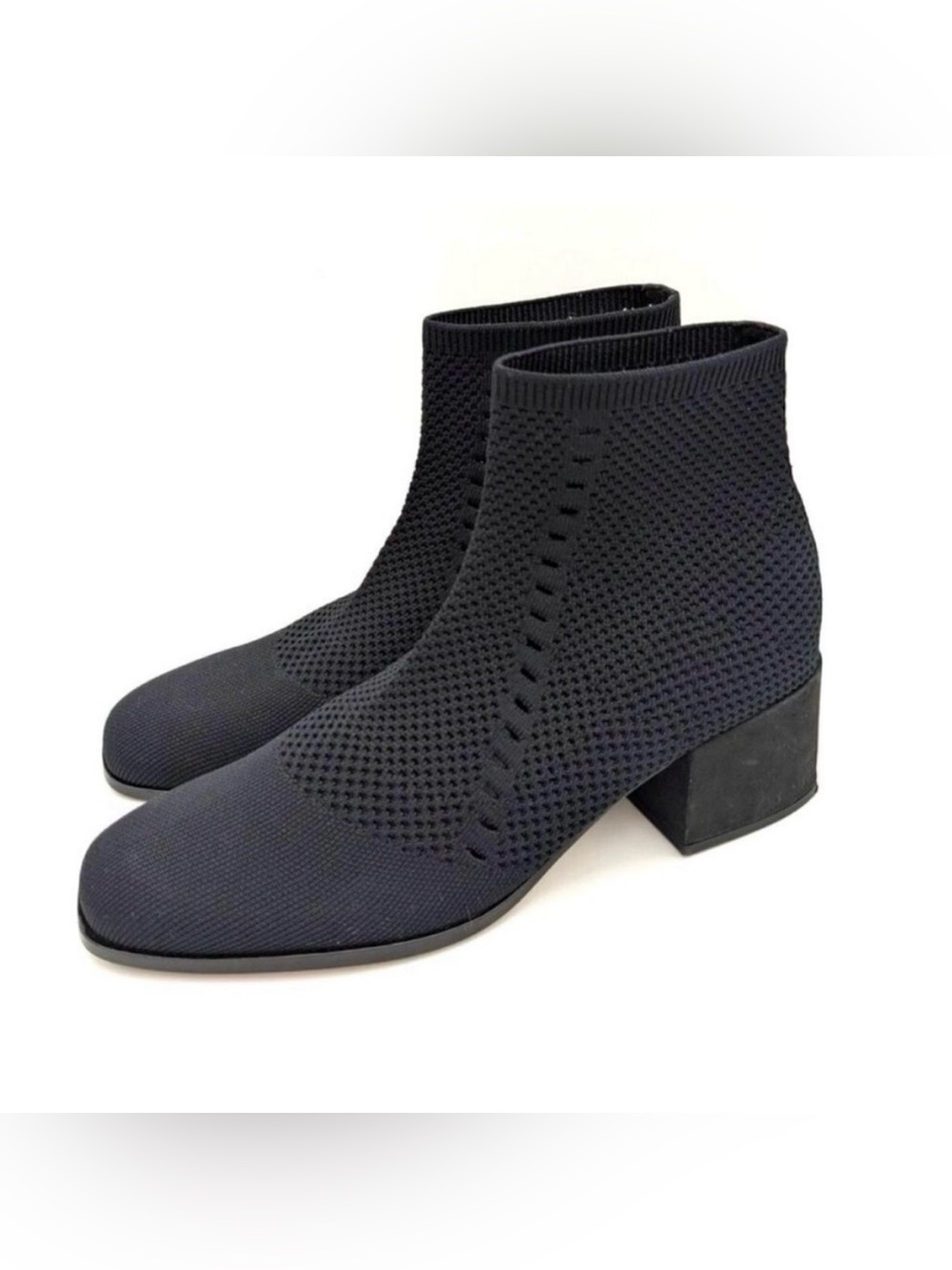 NEW Diane Von Furstenberg Black Honey Black Recycled Stretch Knit Booties, 7.5.
